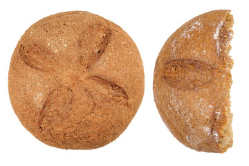 Wall Mural - Dark bread Isolated on a white background. Close-up. Top view.