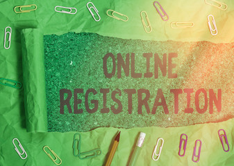Fototapete - Handwriting text writing Online Registration. Conceptual photo System for subscribing or registering via the Internet