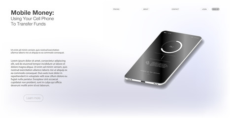 Poster - Digital Auditing. Isometric Vector Illustration smartphone with credit card Mobile Money Using Your Cell Phone To Transfer Funds, mobile phone and internet banking,