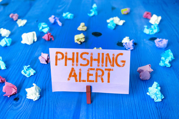 Poster - Handwriting text Phishing Alert. Conceptual photo aware to fraudulent attempt to obtain sensitive information