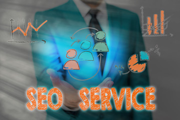 Poster - Handwriting text Seo Service. Conceptual photo techniques and procedures to increase the website visibility