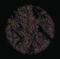 Poster - Generative Art with Visualization of Random Perlin Noise. Conceptual image of high tech systems: Artificial Intelligence, Deep Learning, Neural networks and Internet Map.