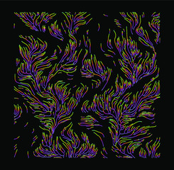 Poster - Generative Art with Visualization of Random Perlin Noise. Conceptual image of high tech systems: Artificial Intelligence, Deep Learning, Neural networks and Internet Map.
