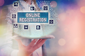 Fototapete - Conceptual hand writing showing Online Registration. Concept meaning System for subscribing or registering via the Internet