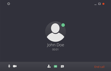 Video call illustration. Video call screen mockup. Comunication via internet. Vector illustration