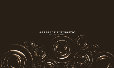 Wall Mural - Graphic gold circles seamless pattern. Abstract futuristic art wallpaper. Vector illustration.