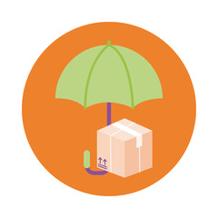 Sticker - umbrella with box delivery service block style