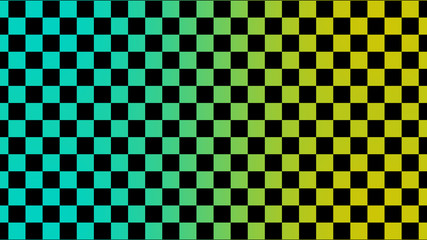 Poster - Amazing  cyan and yellow chessboard,Checker board abstract background