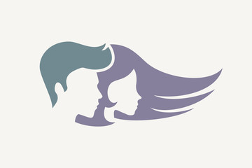 Sticker - Elegant man and woman faces icon