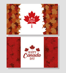 Sticker - happy canada day with maple leafs frames