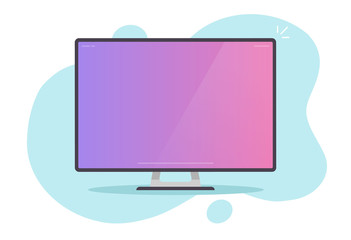 Poster - computer screen of desktop pc or empty blank monitor display vector flat cartoon style for copy spac