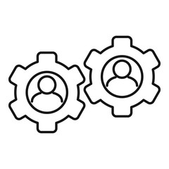 Poster - Gear system collaboration icon. Outline gear system collaboration vector icon for web design isolated on white background