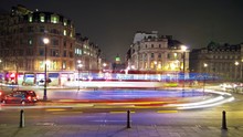 Illuminated Vehicle Light Long Exposure On Charing Cross At Night