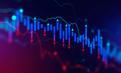 Poster - falling digital graph, stock market crisis