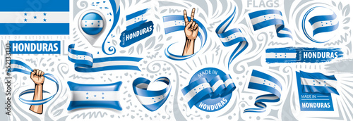 Fotografía Vector set of the national flag of Honduras in various creative designs
