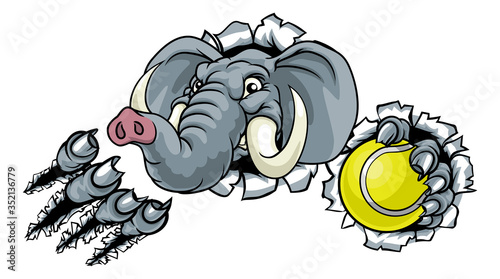 An elephant tennis sports a...