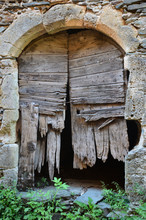Very Old Wooden Door In A Village