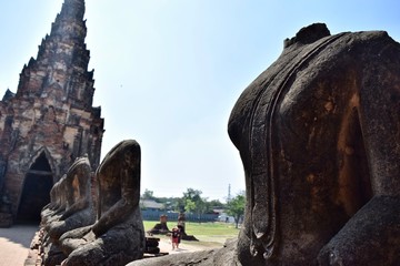 Wall Mural - No head buddha statue at Ayutthaya ruins.