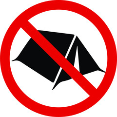 no camping camp vector sign