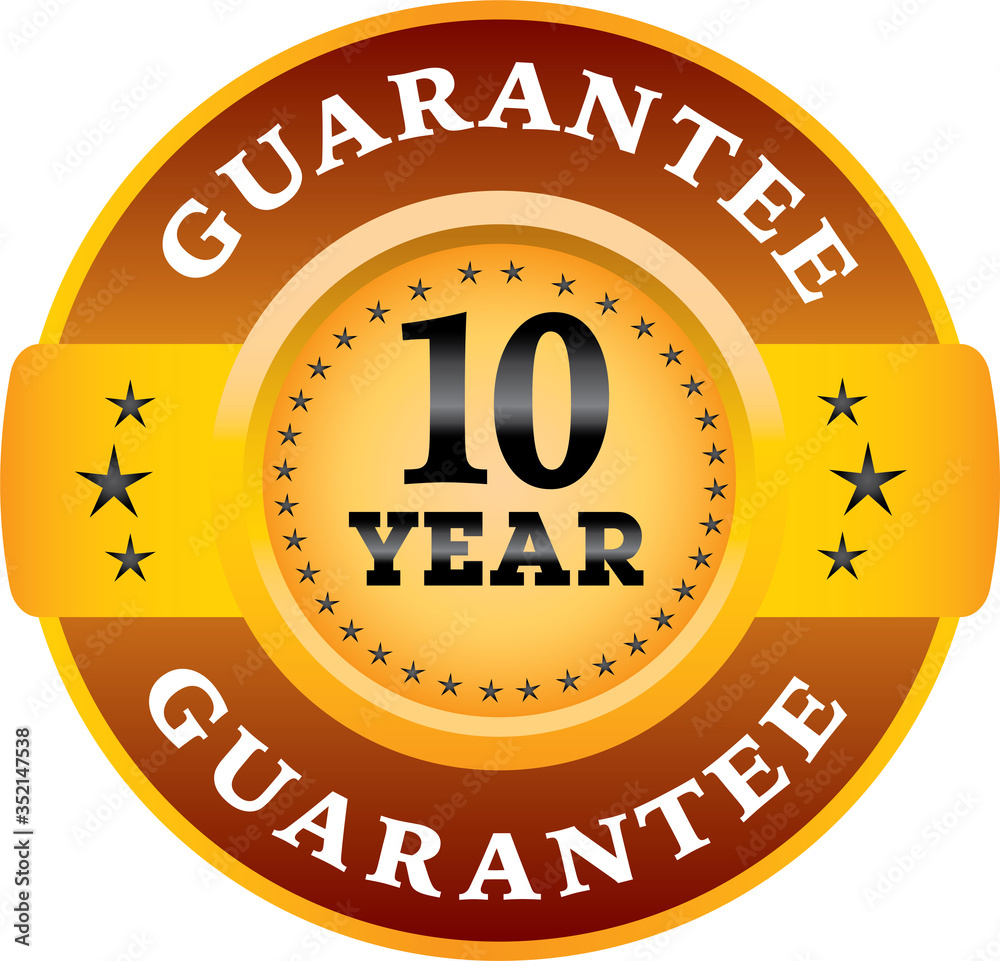 10 Year Guarantee label logo Image, Guarantee stamp Stock Photos ...