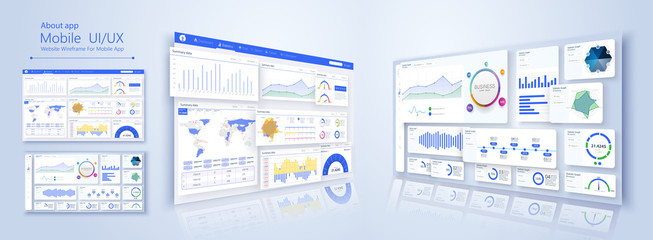 Wall Mural - Binary option. All situation on market: Put Call, Win Lost deal. Futuristic user interface. Infographic elements. Abstract virtual graphic touch 3D UI for business app.Screen monitor set web elements