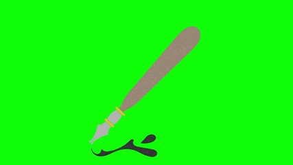 Poster - ink pen hand drawn green screen. floating loop animation