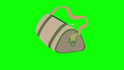 Poster - traveling bag hand drawn green screen. floating loop animation