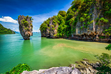 Wall Mural - Amazing landscape of the Khao Phing Kan island with Ko Tapu rock on Phang Nga Bay in Thailand