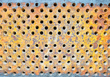 Tube Sheet Or Plate Of Heat Exchanger Or Boiler Closeup Texture Vibrant Colors Background Opened For Inspection Maintenance Or Cleaning From Insoluble Hard Mineral Deposits Salts Scale And Corrosion.