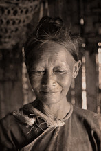 Traditional Old Woman From Khamu, Laos- Vintage Style
