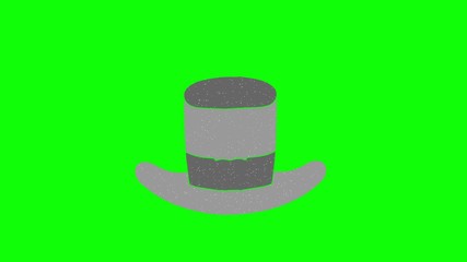 Poster - magic hat hand drawn green screen. floating loop animation