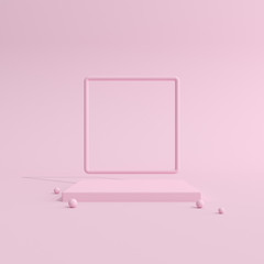 Poster - Abstract mock-up scene in minimal style, Podium with geometry form, Product presentation, pastel color object platform. 3D rendering.