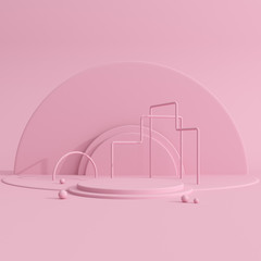 Poster - Abstract mock-up scene in minimal style, Podium with geometry form, Product presentation, pastel color object platform. 3D rendering.