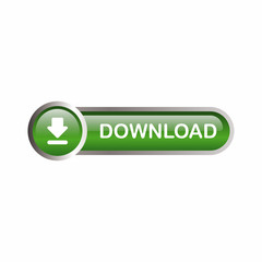 Poster - Vector of Green Download Button with Glossy Effect, Web Element Download Icon Template Design