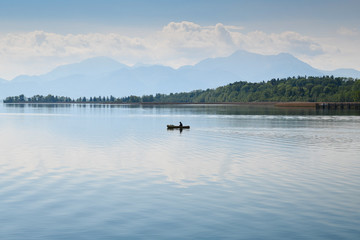 Canvas Print - Chiemsee und Berge aus der Luft