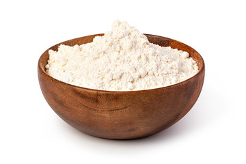 Wall Mural - bowl of flour on white background