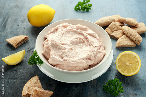 Fotomural Taramasalata dip made with fish roe in white bowl