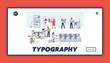 Typography service and printshop website landing page. Polygraphy and printing company concept