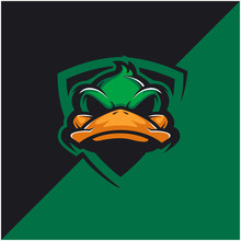 Duck Head Logo For Sport Or Esport Team. Design Element For Company Logo, Label, Emblem, Apparel Or Other Merchandise. Scalable And Editable Vector Illustration