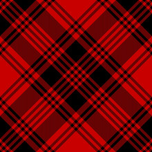 Tartan Plaid Pattern Red Black Background. Seamless Diagonal Check Plaid Graphic In Black And Red For Scarf, Flannel Shirt, Blanket, Throw, Upholstery, Or Other Modern Fabric Design.