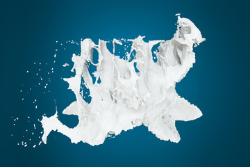 Canvas Print - Splashing milk with blue background, 3d rendering.