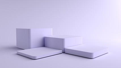 Wall Mural - 3d render of abstract violet composition with podium. minimal studio with square pedestal. pedestal 