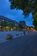 Wall Mural - Krakow. Historical Communist architecture of Nowa Huta, Central Square by night
