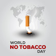 world No tobacco day with crushed cigarette and world map vector