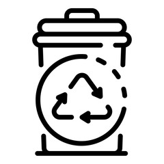 Poster - Trash can and recycling sign icon. Outline trash can and recycling sign vector icon for web design isolated on white background