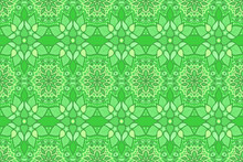 Green Art With Decorative Floral Seamless Pattern