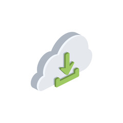 Poster - Cloud download. Vector 3d isometric, color web icon, new flat style. Creative illustration design, isolated graphic idea for infographics.