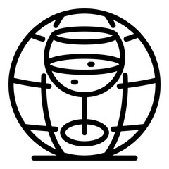 Poster - Glass and globe icon. Outline glass and globe vector icon for web design isolated on white background