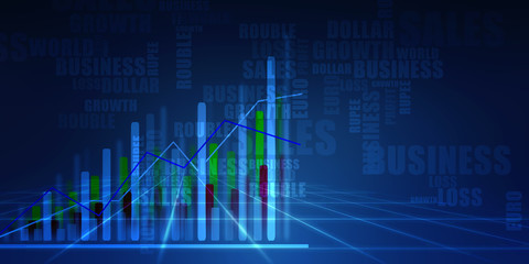Poster - 2d rendering Stock market online business concept. business Graph 