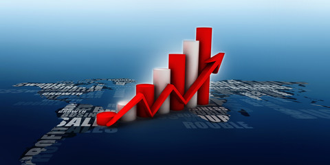 Poster - 3d rendering Stock market online business concept. business Graph 